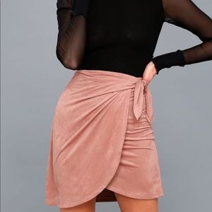 Lulu’s Pink Suede Wrap Skirt